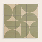Bauhaus Mid Century Modern Geometric VII Earthy Green Wood Wall Art Gallery Image 1