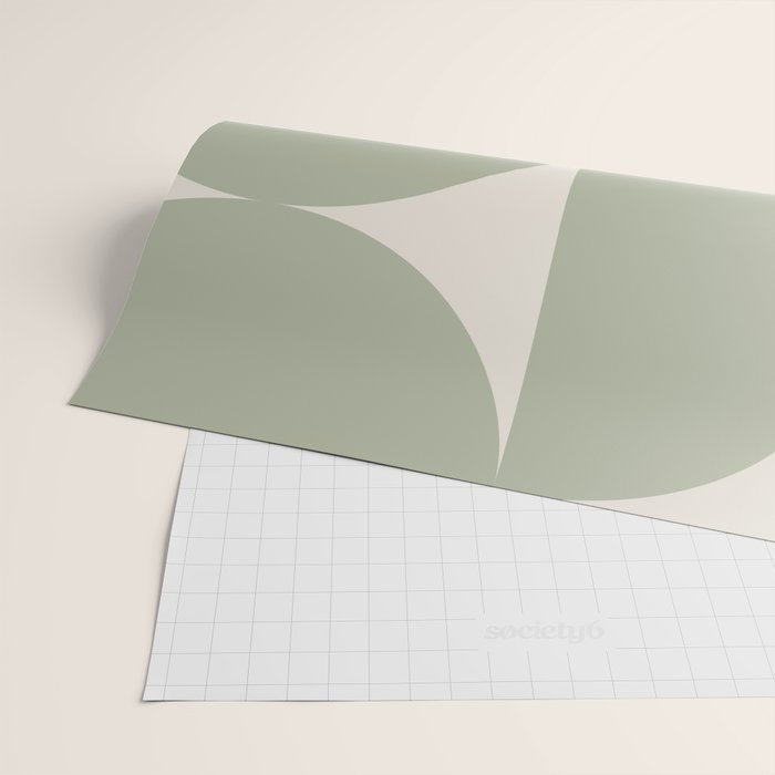 Bauhaus Mid Century Modern Geometric VII Earthy Green Wrapping Paper Gallery Image 2
