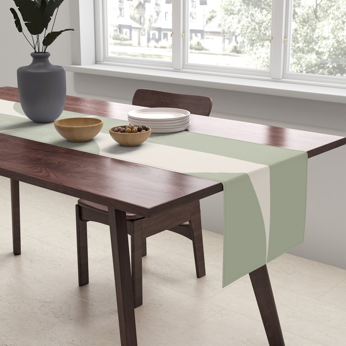 Bauhaus Mid Century Modern Geometric VII Earthy Green Table Runner Gallery Image 2
