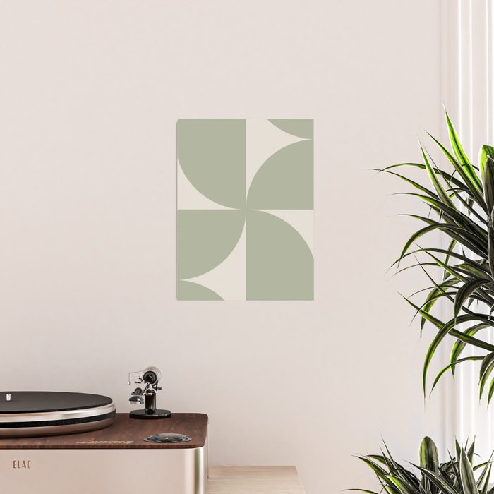 Bauhaus Mid Century Modern Geometric VII Earthy Green Poster Gallery Image 2