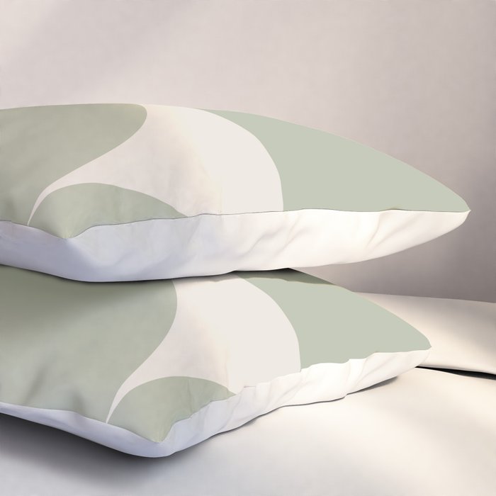 Bauhaus Mid Century Modern Geometric VII Earthy Green Pillow Sham Gallery Image 3