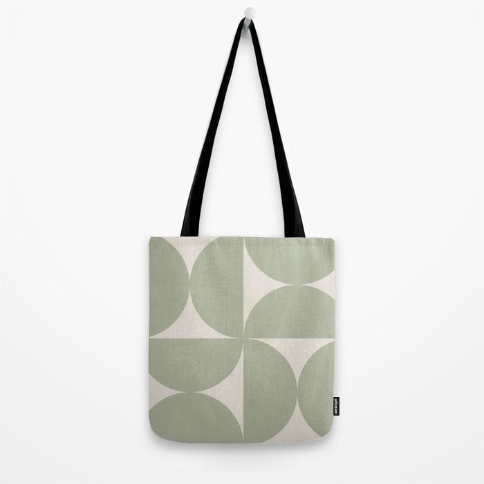 Bauhaus Mid Century Modern Geometric VII Earthy Green Tote Bag Gallery Image 2