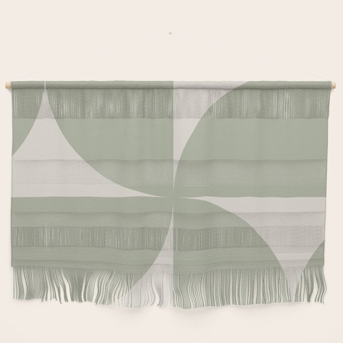 Bauhaus Mid Century Modern Geometric VII Earthy Green Wall Hanging Gallery Image 1