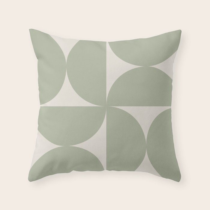 Bauhaus Mid Century Modern Geometric VII Earthy Green Throw Pillow Gallery Image 6