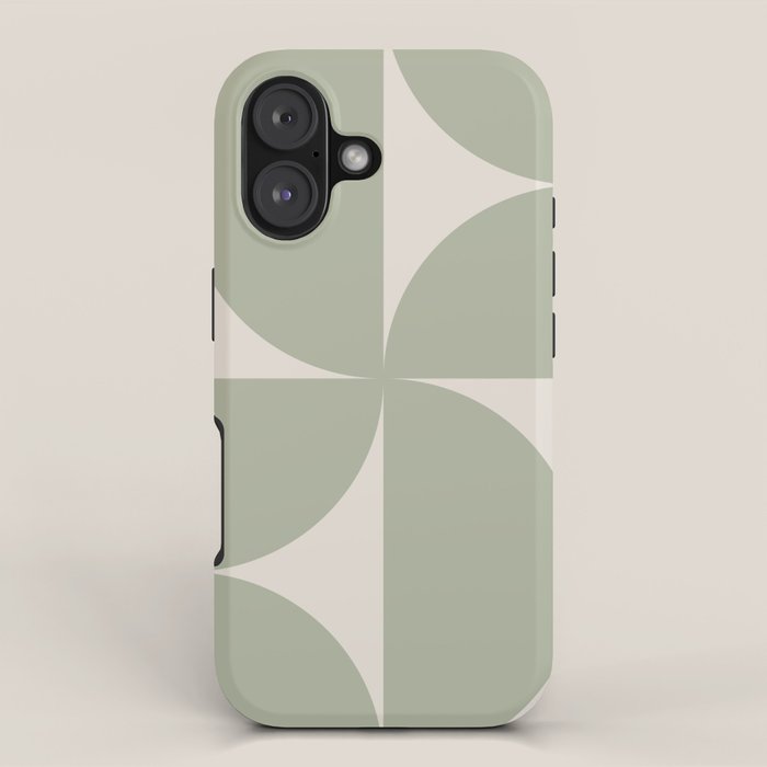 Bauhaus Mid Century Modern Geometric VII Earthy Green iPhone Case Gallery Image 1