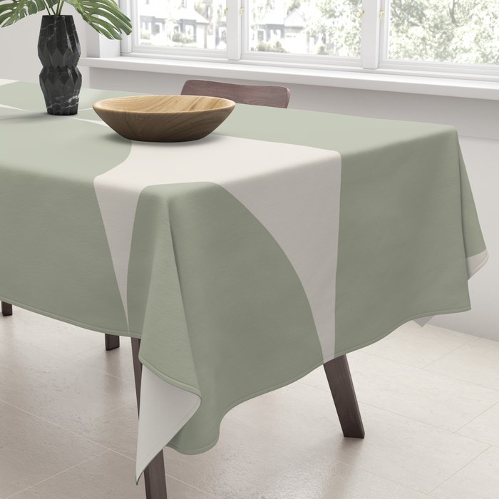 Bauhaus Mid Century Modern Geometric VII Earthy Green Tablecloth Gallery Image 3