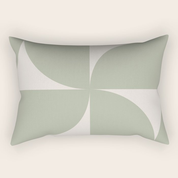 Bauhaus Mid Century Modern Geometric VII Earthy Green Rectangular Pillow Gallery Image 1