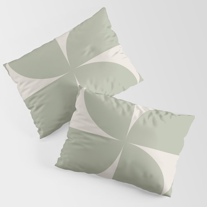 Bauhaus Mid Century Modern Geometric VII Earthy Green Pillow Sham Gallery Image 1