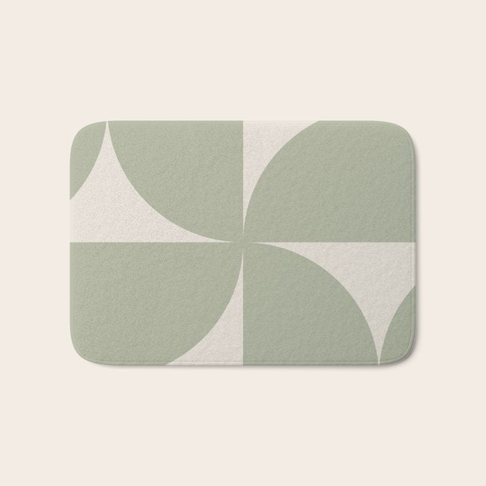 Bauhaus Mid Century Modern Geometric VII Earthy Green Bath Mat Gallery Image 1