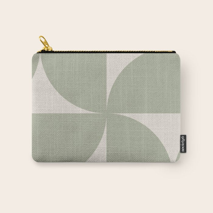 Bauhaus Mid Century Modern Geometric VII Earthy Green Carry All Pouch Gallery Image 1