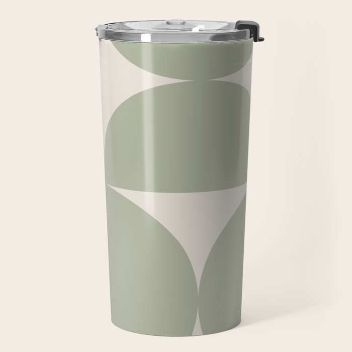 Bauhaus Mid Century Modern Geometric VII Earthy Green Travel Mug Gallery Image 2