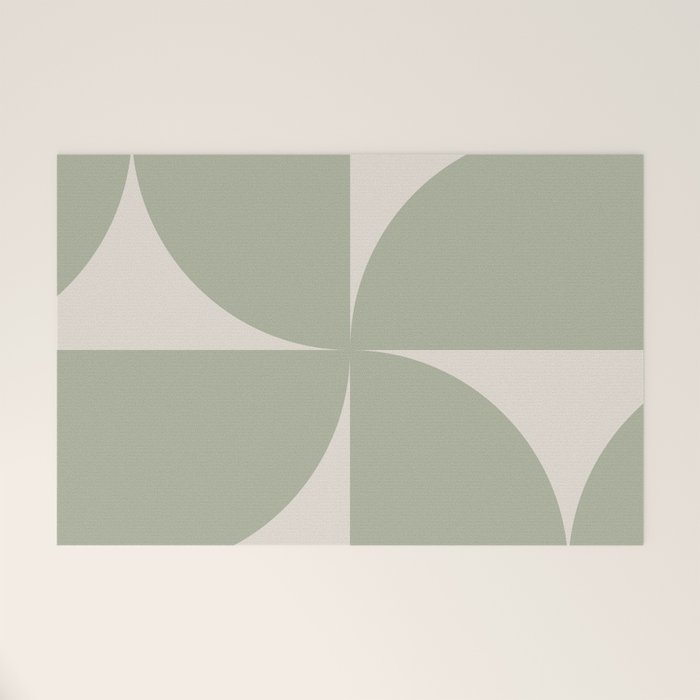 Bauhaus Mid Century Modern Geometric VII Earthy Green Welcome Mat Gallery Image 1