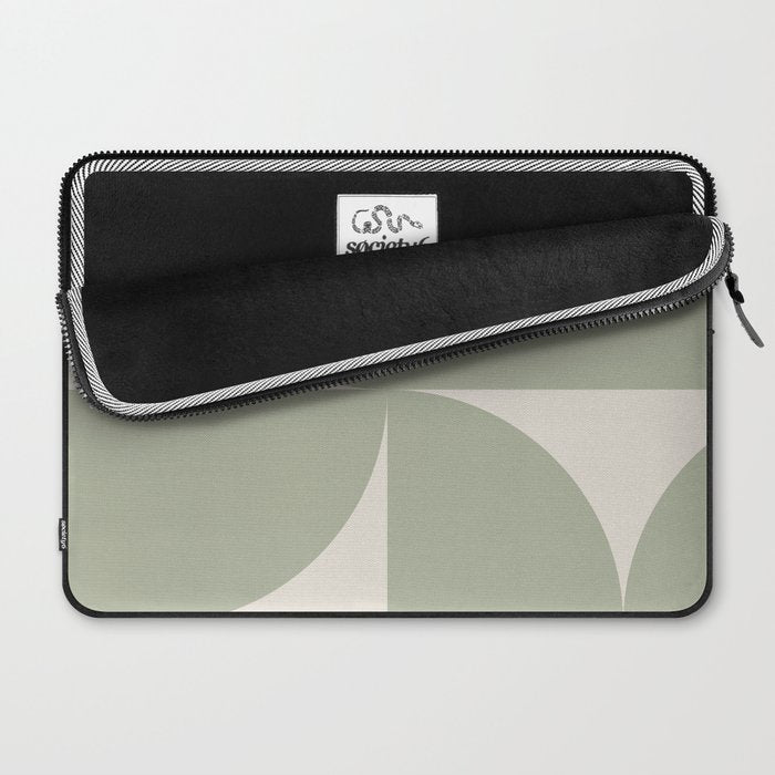Bauhaus Mid Century Modern Geometric VII Earthy Green Laptop Sleeve Gallery Image 2