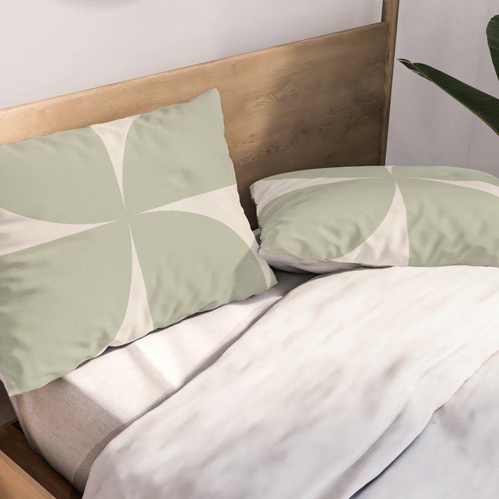 Bauhaus Mid Century Modern Geometric VII Earthy Green Pillow Sham Gallery Image 2