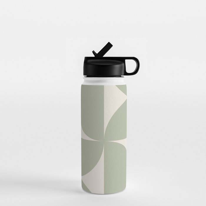 Bauhaus Mid Century Modern Geometric VII Earthy Green Water Bottle Gallery Image 1