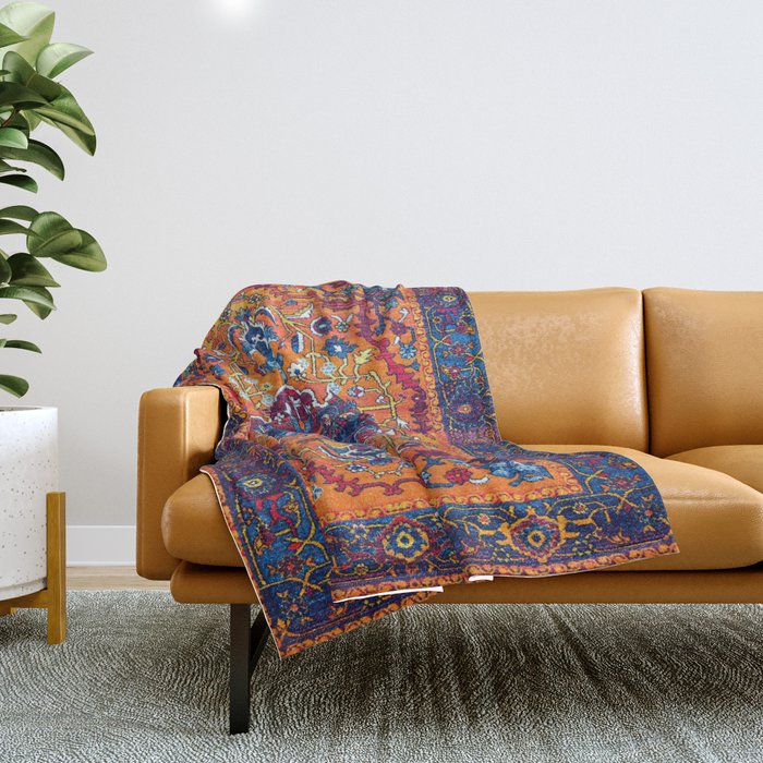 Saffron Elegance: Timeless Berber Atlas Moroccan Aesthetics Throw Blanket Gallery Image 1