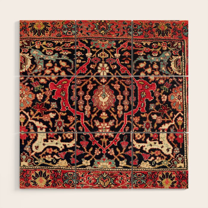 Bijar Poshti Kurdish Northwest Persian Rug Print Wood Wall Art Gallery Image 1