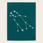 Gemini Zodiac Star Constellation Line Art Deep Teal Poster Gallery Image 4