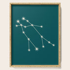 Gemini Zodiac Star Constellation Line Art Deep Teal Serving Tray Gallery Image 1