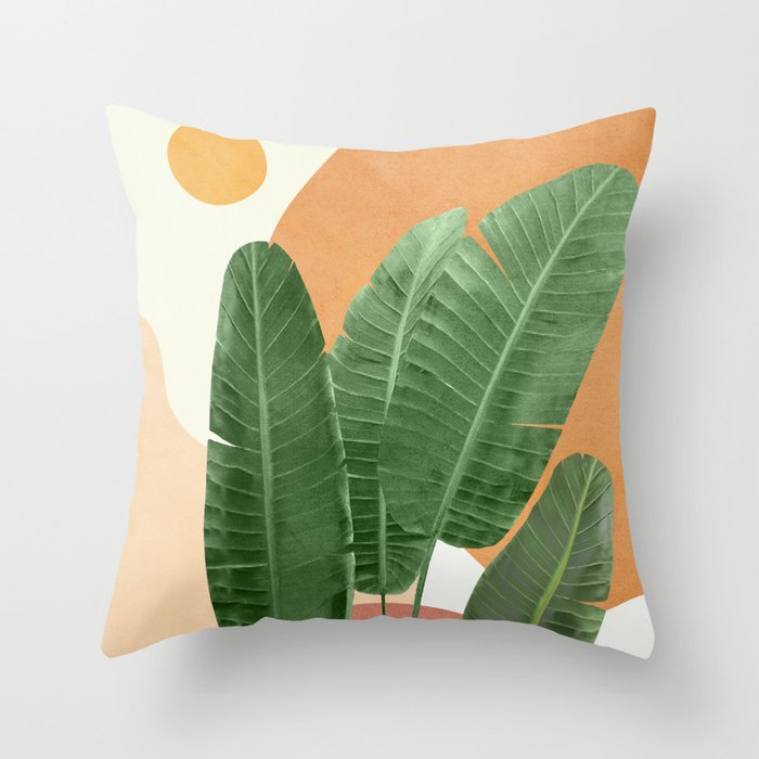 Banana Leaves Throw Pillow Gallery Image 1