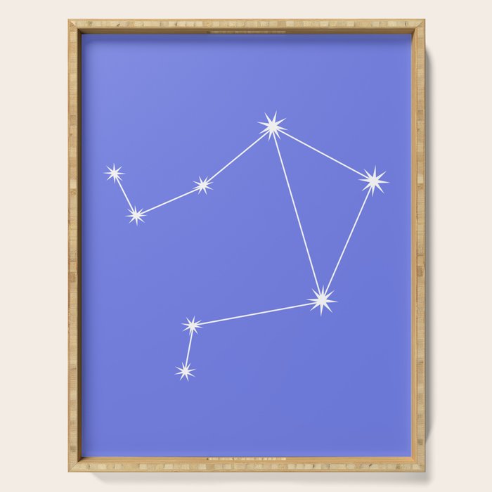 Libra Zodiac Star Constellation Line Art Periwinkle Purple Serving Tray Gallery Image 1