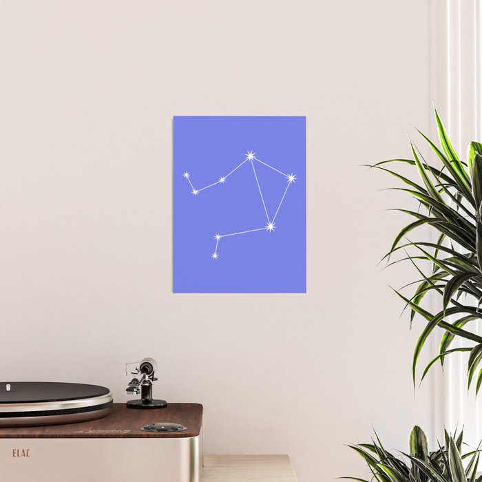 Libra Zodiac Star Constellation Line Art Periwinkle Purple Poster Gallery Image 2