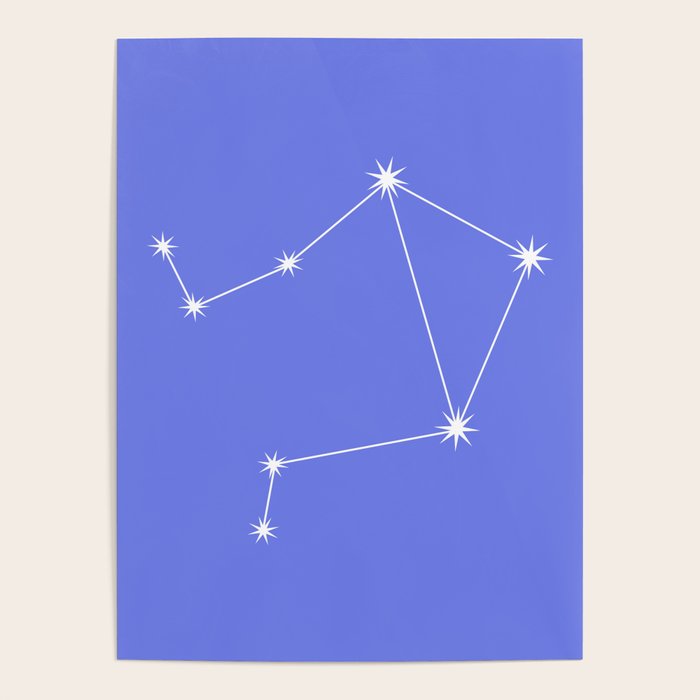 Libra Zodiac Star Constellation Line Art Periwinkle Purple Poster Gallery Image 4