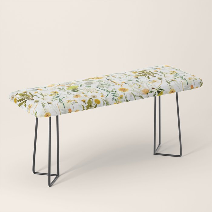 Scandinavian Yellow Wildflowers Botanical Summer Meadow Bench Gallery Image 1