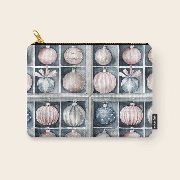 Pink Blue Watercolor Christmas Ornaments Carry All Pouch Gallery Image 1