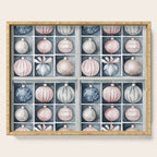 Pink Blue Watercolor Christmas Ornaments Serving Tray Gallery Image 1