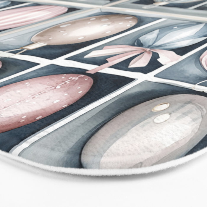 Pink Blue Watercolor Christmas Ornaments Bath Mat Gallery Image 3