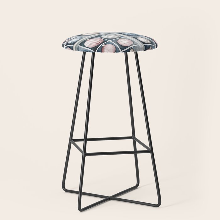 Pink Blue Watercolor Christmas Ornaments Stool Gallery Image 1