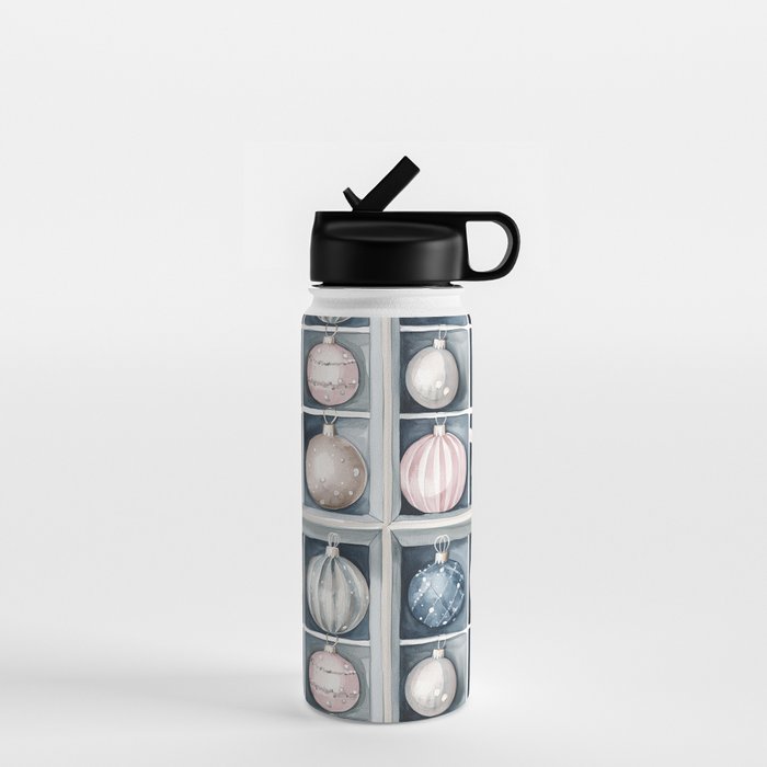 Pink Blue Watercolor Christmas Ornaments Water Bottle Gallery Image 1