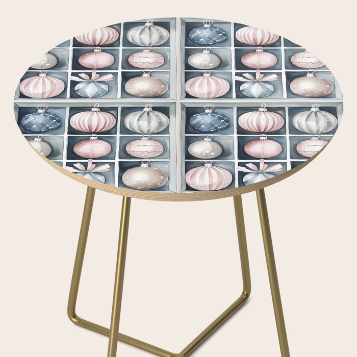 Pink Blue Watercolor Christmas Ornaments Side Table Gallery Image 2