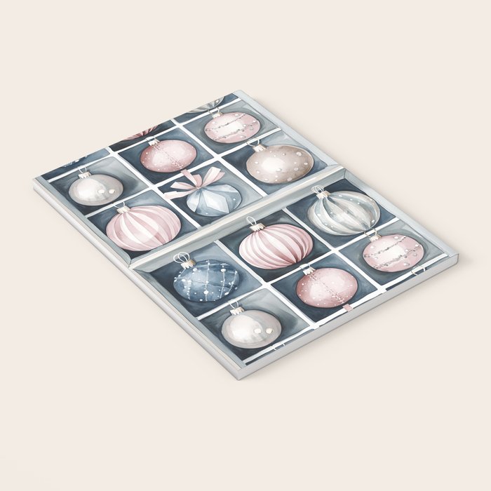 Pink Blue Watercolor Christmas Ornaments Notebook Gallery Image 3