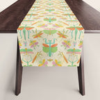 Whimsical Praying Mantis Retro Colors  Table Runner Gallery Image 1