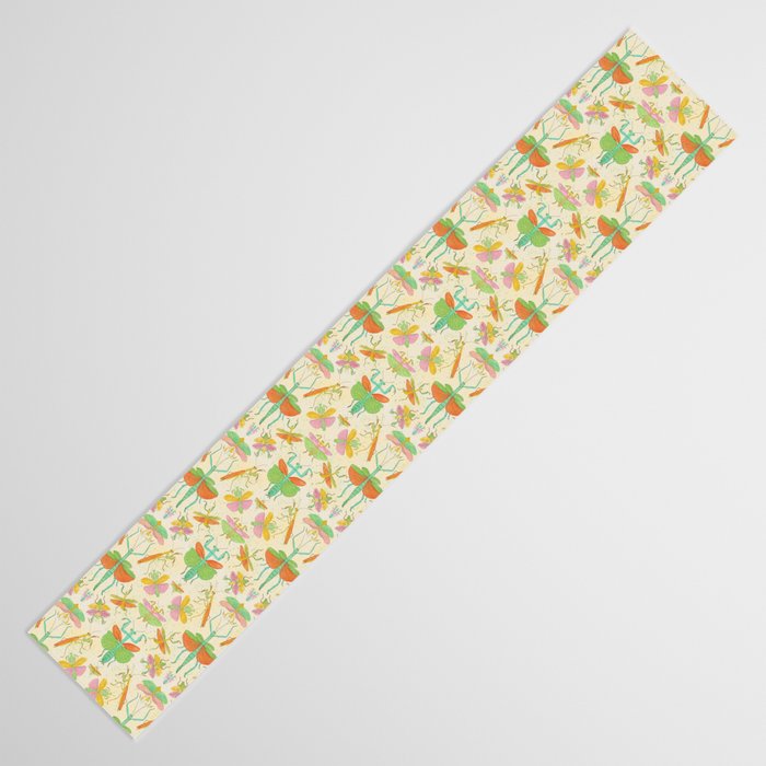 Whimsical Praying Mantis Retro Colors  Table Runner Gallery Image 3