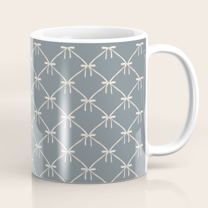 Bows & Ribbons Pattern LXI Neutral Grey Coffee Mug Gallery Image 1