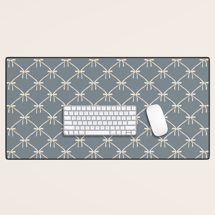 Bows & Ribbons Pattern LXI Neutral Grey Desk Mat Gallery Image 1