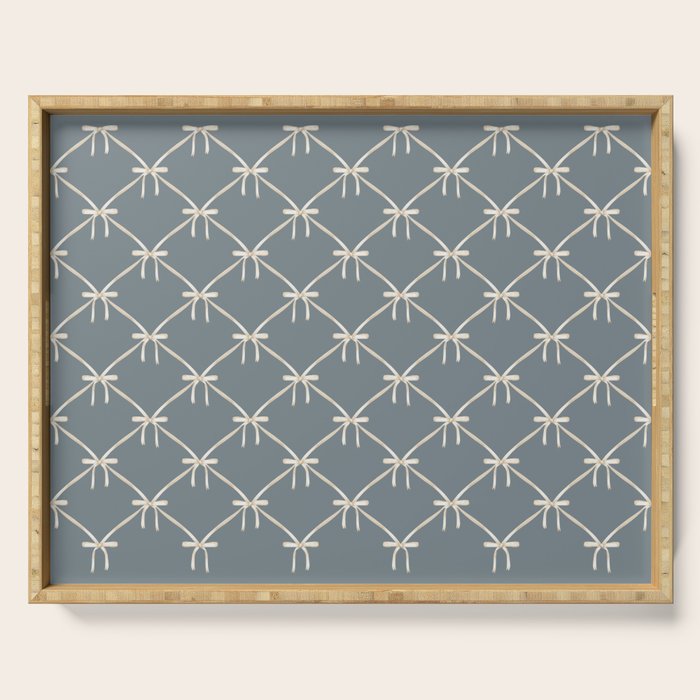 Bows & Ribbons Pattern LXI Neutral Grey Serving Tray Gallery Image 1