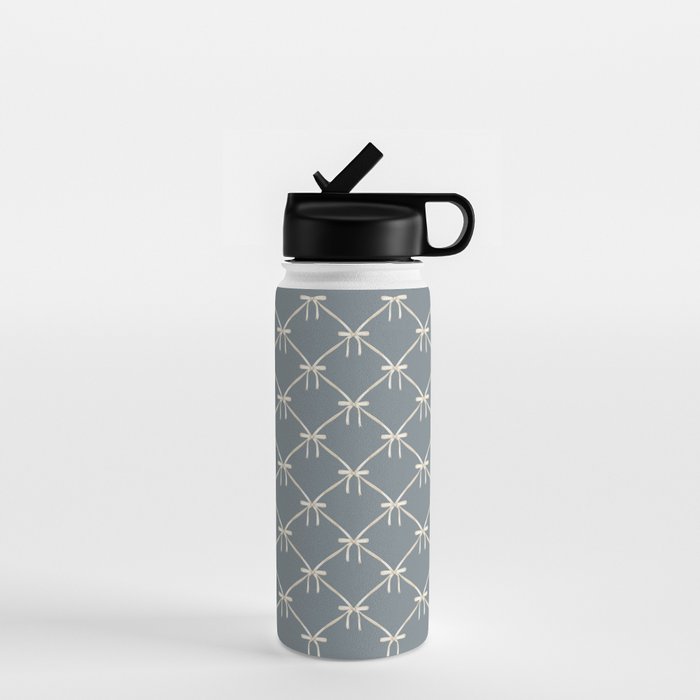 Bows & Ribbons Pattern LXI Neutral Grey Water Bottle Gallery Image 1