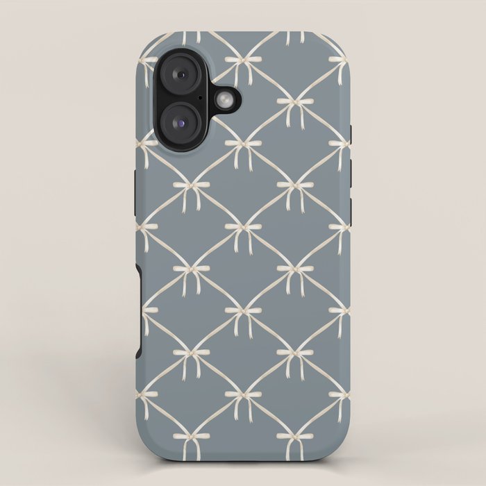 Bows & Ribbons Pattern LXI Neutral Grey iPhone Case Gallery Image 1