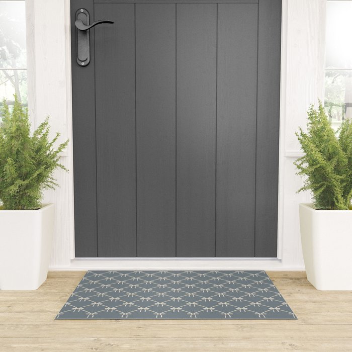 Bows & Ribbons Pattern LXI Neutral Grey Welcome Mat Gallery Image 3