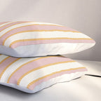 Pastel Pink And Gold Braid Cabana Stripes On Off-White Cream Vintage Aesthetic Pillow Sham Gallery Image 3
