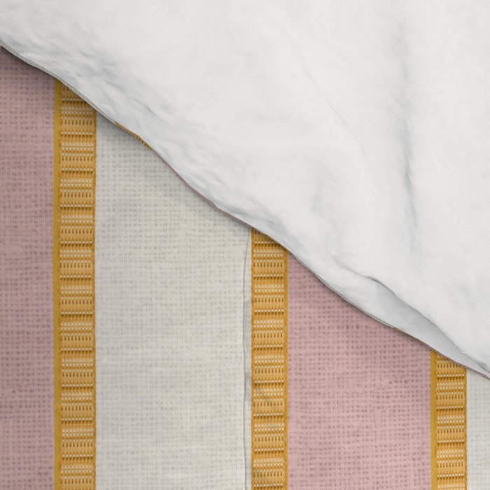 Pastel Pink And Gold Braid Cabana Stripes On Off-White Cream Vintage Aesthetic Comforter Gallery Image 4