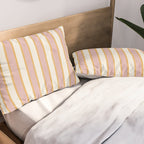 Pastel Pink And Gold Braid Cabana Stripes On Off-White Cream Vintage Aesthetic Pillow Sham Gallery Image 2