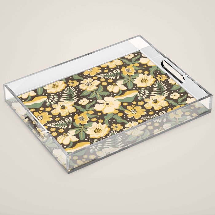 Yellow flowers Acrylic Tray Gallery Image 1