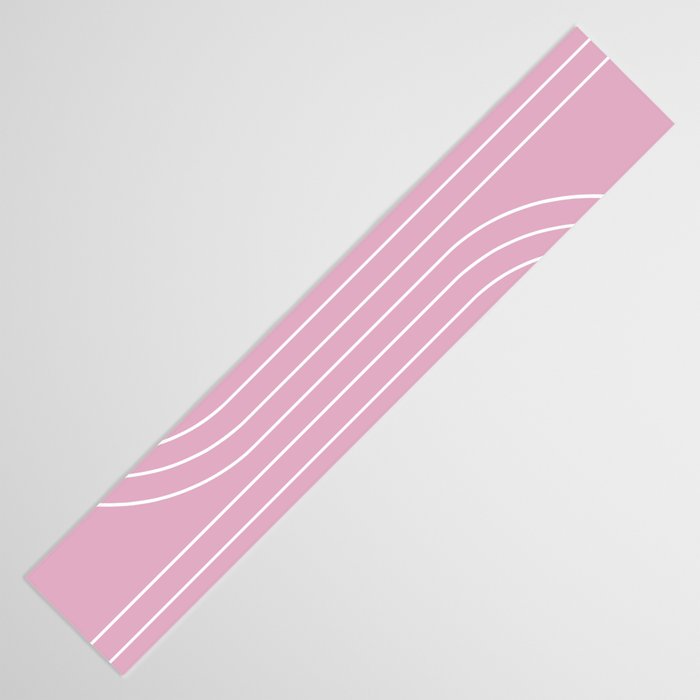 Minimal Line Curvature LXXVI Blush Pink Mid Century Modern Arch Abstract Table Runner Gallery Image 3