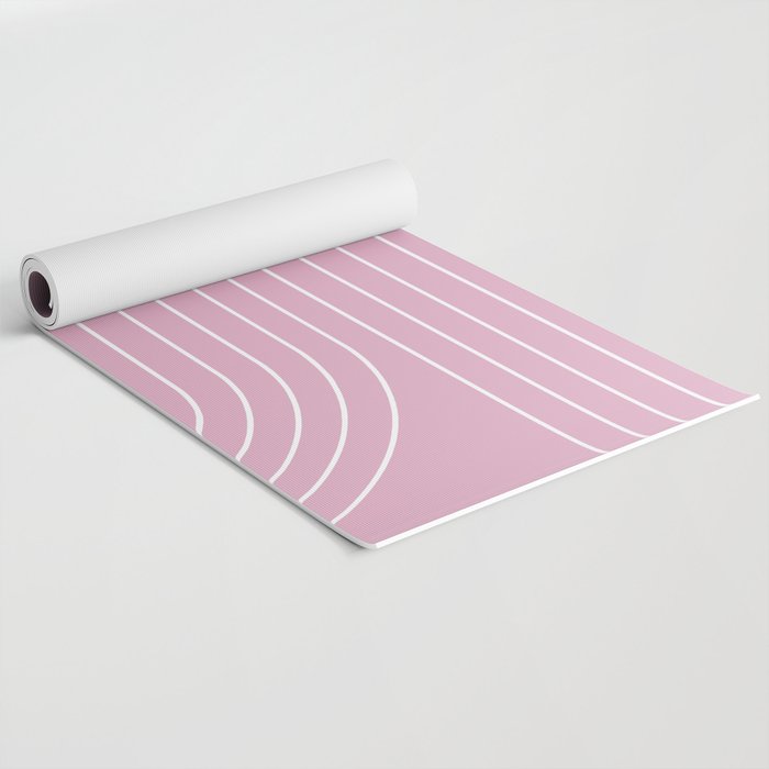 Minimal Line Curvature LXXVI Blush Pink Mid Century Modern Arch Abstract Yoga Mat Gallery Image 2