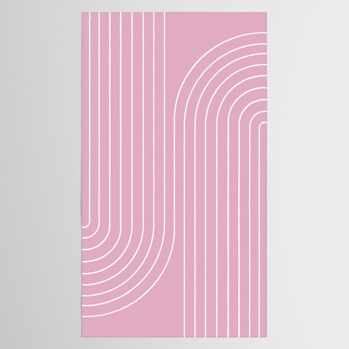 Minimal Line Curvature LXXVI Blush Pink Mid Century Modern Arch Abstract Tablecloth Gallery Image 2
